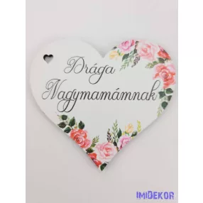 Drága nagymamámnak virágos tábla 7x7,7cm - szív