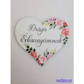 Drága édesanyámnak virágos tábla 7x7,7cm - szív