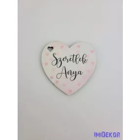 Szeretlek Anya szivecskés tábla 5,5x5,5cm - kis szív