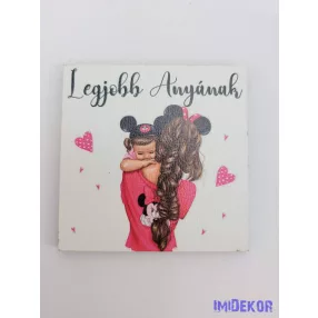 Legjobb anyának kislány mintás tábla 5,8cm - négyzet