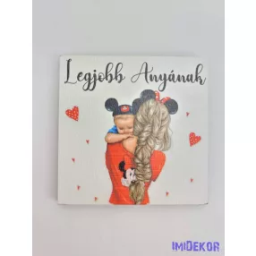 Legjobb anyának kisfiú mintás tábla 5,8cm - négyzet