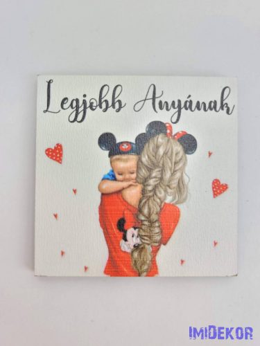 Legjobb anyának kisfiú mintás tábla 5,8cm - négyzet