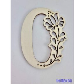 Díszes natúr lézervágott fa szám 6,5x5cm - 0