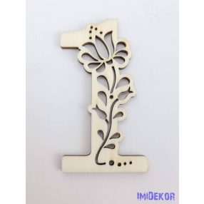 Díszes natúr lézervágott fa szám 6,5x5cm - 1