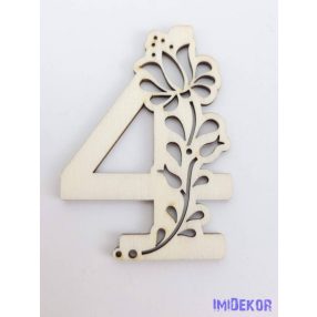 Díszes natúr lézervágott fa szám 6,5x5cm - 4