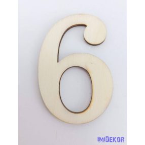 Normál natúr lézervágott fa szám 4,5x6,5cm - 6