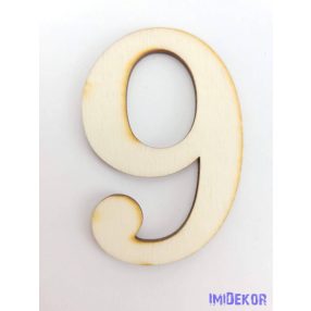 Normál natúr lézervágott fa szám 4,5x6,5cm - 9