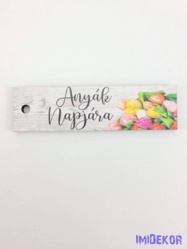 Anyák napjára tulipános fűzhető kísérő tábla 2,1x7cm - biléta