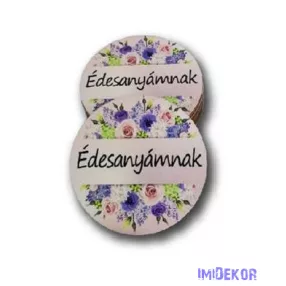 Édesanyámnak kör 5cm - Púder háttér+virág minta