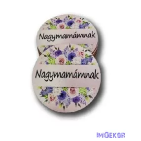 Nagymamámnak kör 5cm - Púder háttér+virág minta