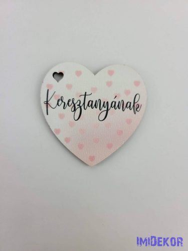 Keresztanyának szivecskés tábla 5,5x5,5cm - kis szív