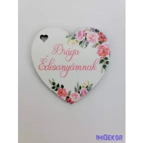 Drága édesanyámnak virágos tábla 5,5x5,5cm - kis szív