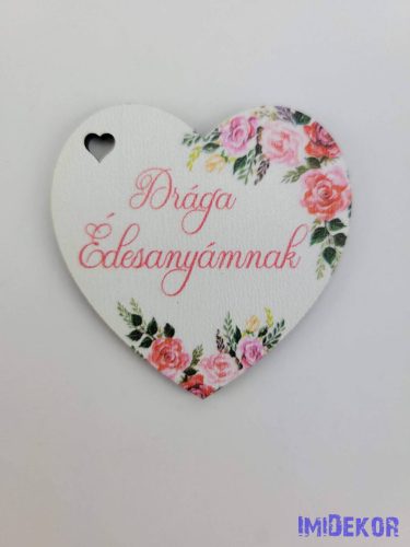 Drága édesanyámnak virágos tábla 5,5x5,5cm - kis szív