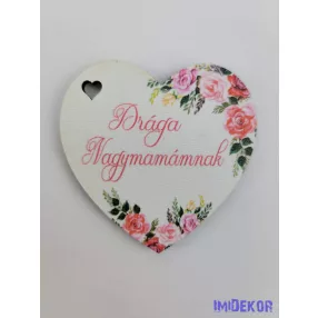 Drága nagymamámnak virágos tábla 5,5x5,5cm - kis szív