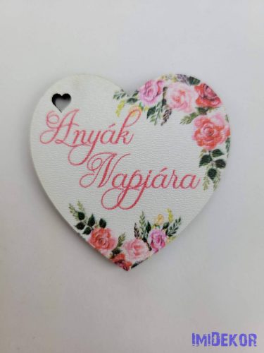 Anyák napjára virágos tábla 5,5x5,5cm - kis szív