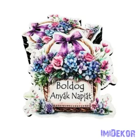 Boldog anyák napját virágkosár 4,7x4,7cm - 5db/csomag