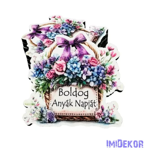 Boldog anyák napját virágkosár 4,7x4,7cm - 5db/csomag