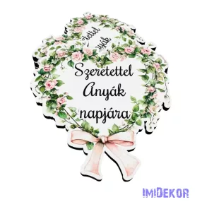   Szeretettel anyák napjára szív alakú virágkoszorú 6,8x6,5cm - 5db/csomag