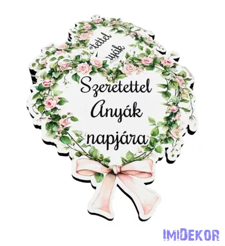 Szeretettel anyák napjára szív alakú virágkoszorú 6,8x6,5cm - 5db/csomag