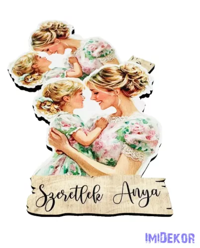 Szőke hajú édesanya kislányával 8x6cm - 2db/csomag
