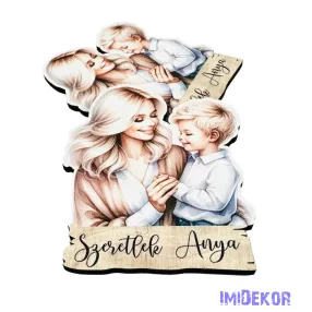 Szőke hajú édesanya kisfiával 8x6cm - 2db/csomag