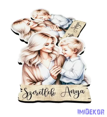Szőke hajú édesanya kisfiával 8x6cm - 2db/csomag
