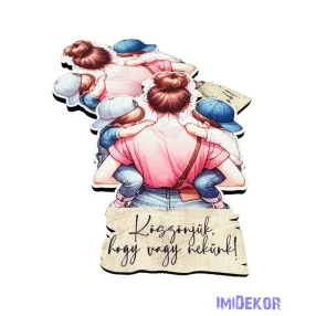 Vörös hajú édesanya 2 fiával 9x6,5cm - 2db/csomag