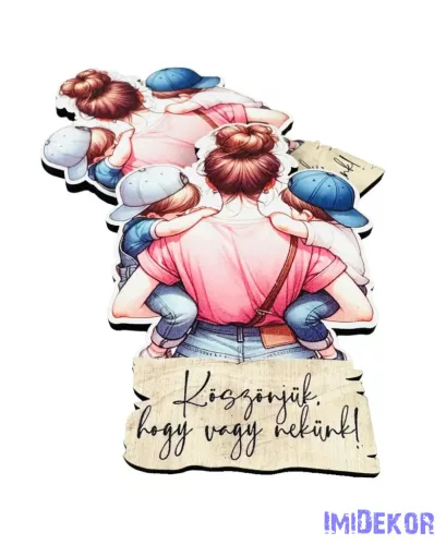 Vörös hajú édesanya 2 fiával 9x6,5cm - 2db/csomag