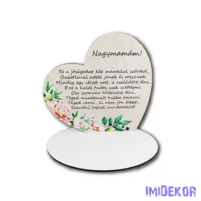   Nagy talpas fa szív 19,2x20cm - Nagymamám, te a jóságodat…