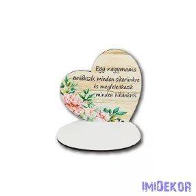   Kis talpas fa szív 13,2x12,8cm - Egy nagymama emlékszik/virágos