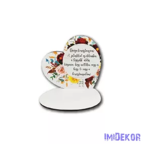   Kis talpas fa szív 13,2x12,8cm - Drága keresztanyám/szürke