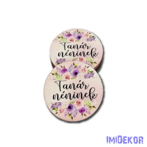 Tanár néninek 5 cm - Púder virág mintás kör