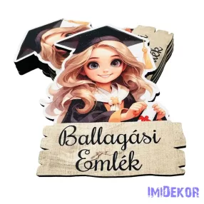   Ballagási fa tábla 5db/csomag - Ballagó emlék szőke lány 9x7,5cm