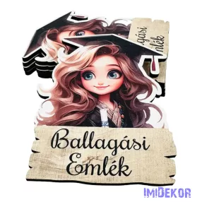   Ballagási fa tábla 5db/csomag - Ballagó emlék barna lány 9,5x7,5cm