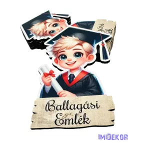   Ballagási fa tábla 5db/csomag - Ballagó emlék szőke fiú 10x6,6cm