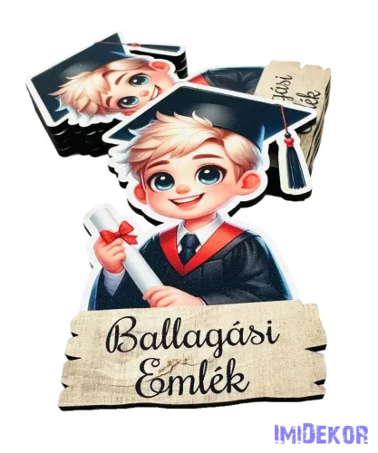 Ballagási fa tábla 5db/csomag - Ballagó emlék szőke fiú 10x6,6cm