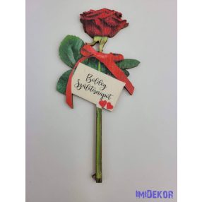 Szülinapos rózsaszál forma tábla 11x5cm