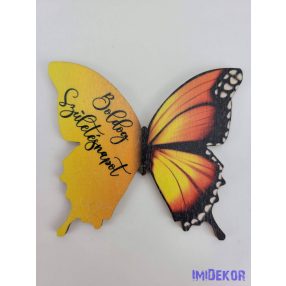 Szülinapos pillangó tábla 6,5x7,5cm - Átmenetes sárga
