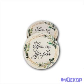 Esküvői 7cm kör 5db/csomag - Éljen az ifjú pár