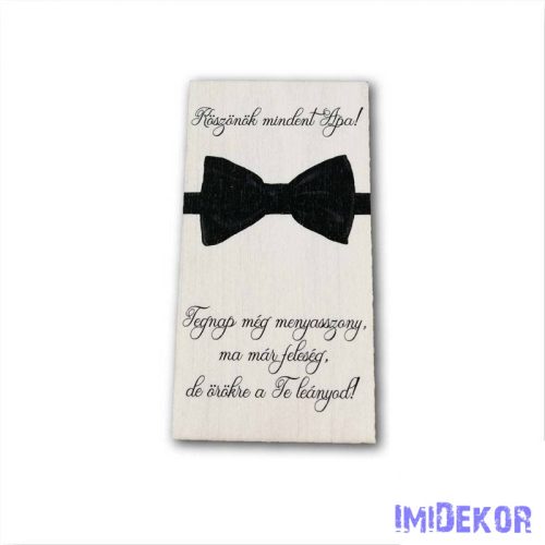 Esküvői téglalap 14x7,5cm - Köszönök mindent apa! - Menyasszonytól
