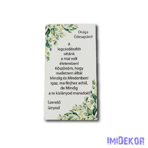 Esküvői téglalap 14x7,5cm - Drága Édesapám - Szerető Lányod
