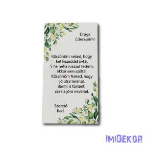   Esküvői téglalap 14x7,5cm - Drága Édesapám - Szerető Fiad