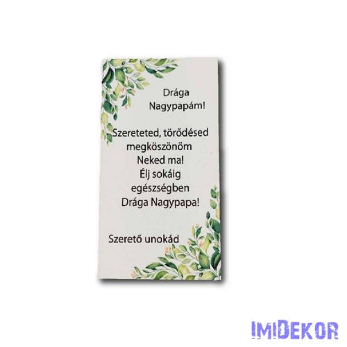 Esküvői téglalap 14x7,5cm - Drága Nagypapám - Szerető Unokád