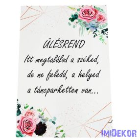 Esküvői tábla 20x30cm - Ülésrend - Fehér