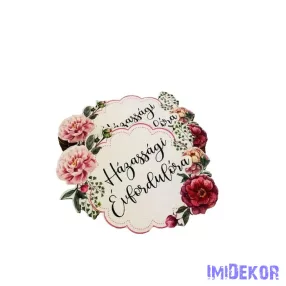   Díszes rózsá forma tábla 5,5x7,5cm - Házassági évfordulóra 5db/csomag