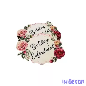   Díszes rózsá forma tábla 5,5x7,5cm - Boldog évfordulót 5db/csomag