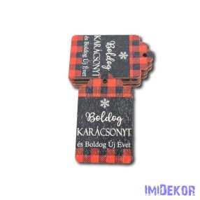   Ajándékcímke 5db/csomag 6,5x4cm - Fekete-Piros Boldog Karácsonyt