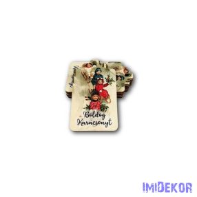   Ajándékcímke 5db/csomag 6,5x4cm - Retró Szánkózó gyermekek