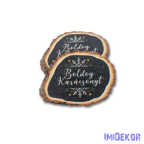 Közepes fahasáb 5db/csomag 6x8cm - Boldog karácsonyt - fekete