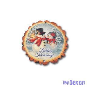 Nagy farönk 9,5cm - Sétáló hóemberpár